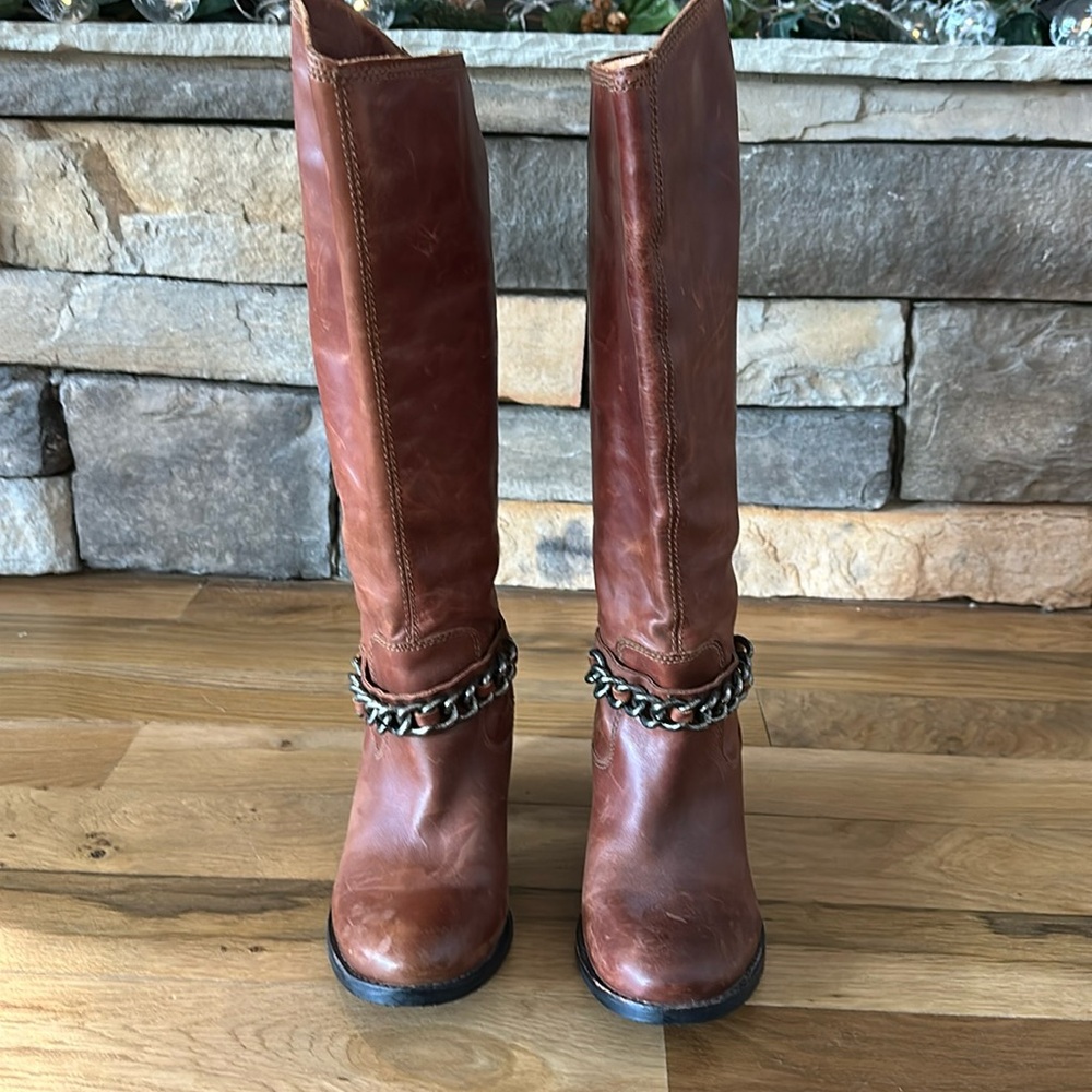 BCBG Brown Cowboy Leather Boots